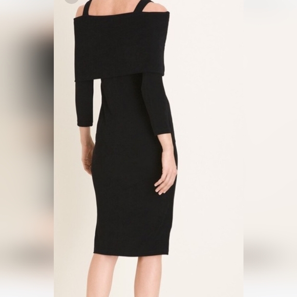 Chico's Travelers Three-Way Fit-And-Flare Dress Black 2 US Lg 12/14 Slinky Knit - Picture 3 of 10